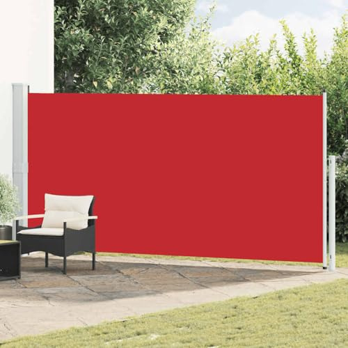 Nqyjm Toldo lateral extensible, 180 x 500 cm, color rojo, protección contra el viento, toldo lateral, protección visual, toldo para balcón, terraza, jardín