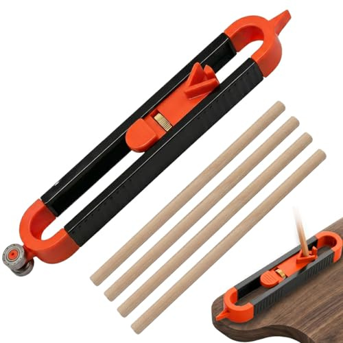 5Pcs Scribing Tool Set for Woodworking, Contour Gauge Profile Gauge Tool with Lock, Adjustable Woodworking Edge Corner Measuring Duplicator for Flooring, Carpet, and Tile Laying, with 4 Pencils