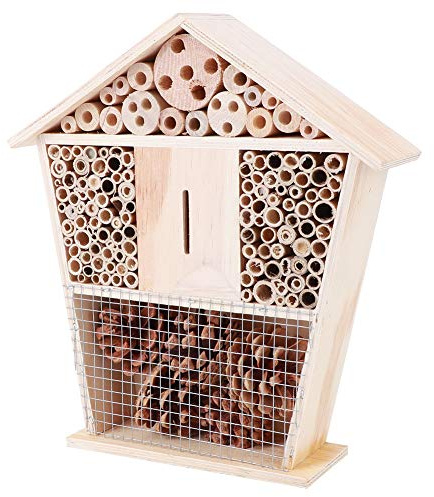 AMONIDA Trädgårdsskötsel Träinsektshus Slitstarkt Bihotell för Utomhusdekoration 25 X 22 X 6,5 Cm