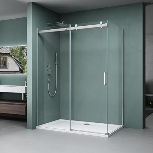 Mai & Mai Box Doccia 70x100x195cm, Cabina Bagno in Cristallo Trasparente 8 mm ad Apertura Scorrevole Box Cabina Doccia Angolare Ravenna17k