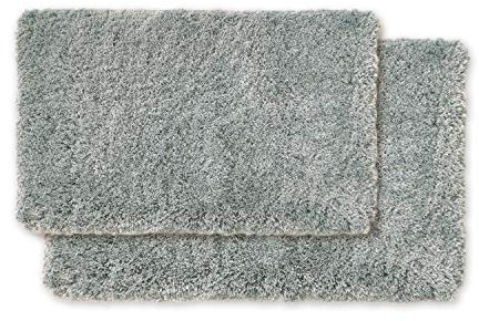 WohnDirect Premium Premium Badematten Set 2tlg. • Badvorleger Duschmatte • rutschfest & Waschbar • Badteppich, Badezimmerteppich Set Grau • 2er Set (50x80cm + 60x100cm)