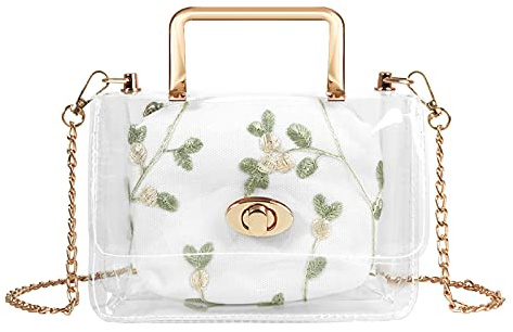 Linkidea Sac à main transparent 2 en 1, sac à bandoulière en gelée, pochette à chaîne en chlorure de polyvinyle pour femme
