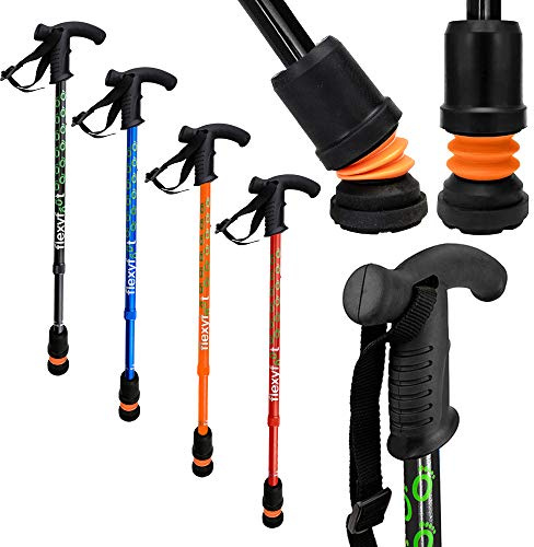 Flexyfoot Shock Absorbing Derby Handle Walking Stick – Choice of Colours Available Here – Improved Comfort, Improves Grip, Improves Safety – Colour: Black