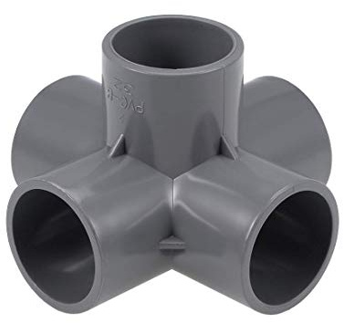 Codo de 5 vías para manguera de PVC, muebles de calidad 32 mm, tamaño conectores angulares en T gris, 5 unidades