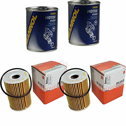 QR-Parts Set 85714590 OX 415D 9900 2x Original MAHLE/KNECHT Ölfilter + SCT Motor Flush Motorspülung