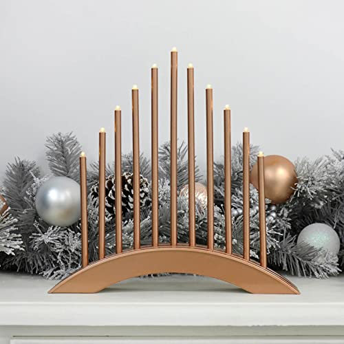 Mr Crimbo 11 Light Candle Bridge LED Christmas Decoration Arch 30cm - Rose Gold