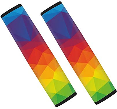 Dolyues Regenbogen, Spektrum, Polygon, Dreieckiges Design, Autositzgurtbezüge für Erwachsene, Gurtpolster schützen Ihren Nacken und Ihre Schultersicherheit, 2er-Set