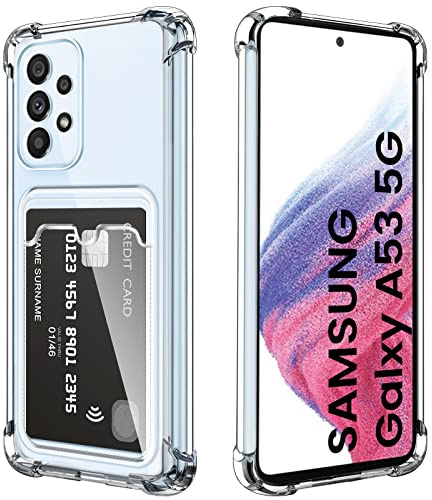 DEVASO Hülle für Samsung Galaxy A53 5G mit Kartenhalter Transparent Crystal TPU Silikon Schutzhülle Kratzfest Handyhülle Kunststoffhülle