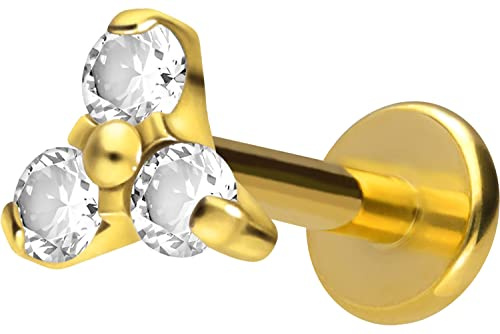PIERCINGLINE Titan Labret mit Innengewinde Titan Aufsatz KRISTALLBLUME Piercing Lippe Nase Ohr Helix Tragus Medusa Farb & Größenauswahl