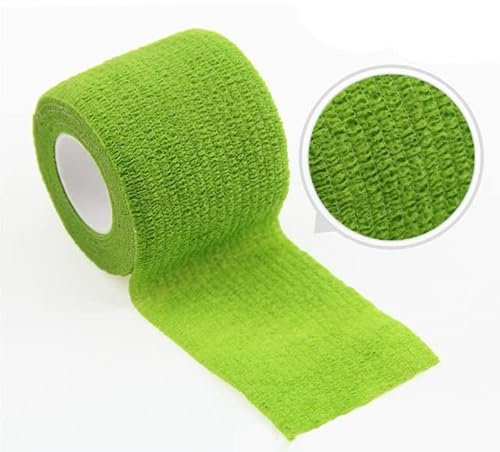 JOYDREAMDESIGN Rotolo 4.8m Nastro Avvolgente Fasciatura Elastica Autoadesiva Colorata Sportiva Per Rilievi Di Supporto Del Ginocchio Dito Caviglia Palmo Spalla-Erba Verde,2.5cm X 4.8m