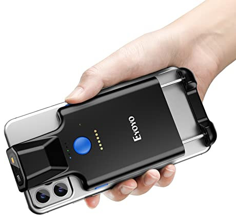 Eyoyo 2D Backclip Bluetooth Barcode Scanner, lettore di codici a barre per telefono con clip posteriore, QR 1D Wireless code scanner con batteria da 1600 mAh Funziona con Android, iOS, iPhone
