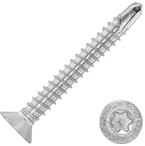 Techtanium Bohrschrauben 4,2 x 45 mm mit Senkkopf & Innensechsrund [Form O] aus Edelstahl A2 (50 Stück) | Holzschrauben | Senkkopfschrauben | Schnellbauschrauben | DIN 7504