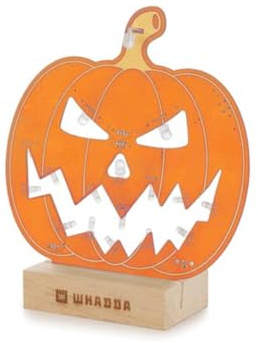 Whadda Lötbausatz, XL-Platine, Halloween-Kürbis, mit Holzhalter, Bildungs- und kreatives MINT-Bausatz