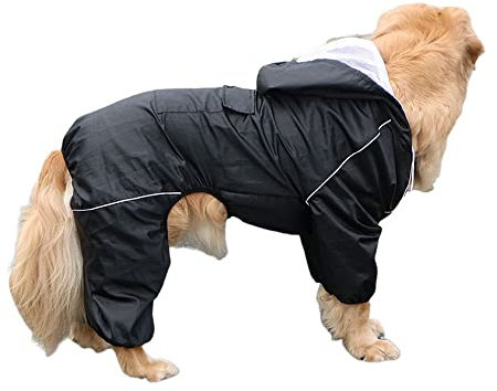 ACSUZ Großer Hund Regenmantel wasserdichte Outdoor Big Hundekleidung Rain Jacke Reflektierend Mittelgroße Große Große Hund Poncho Atmungsaktives Netz,XXL
