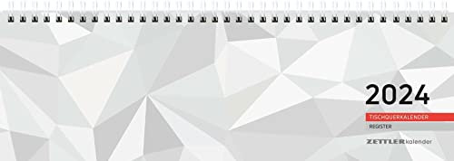 ZETTLER Tischquerkalender Register Tischkalender 2024, im Format 32 x 10,5 cm, Monatskalender, Bürokalender