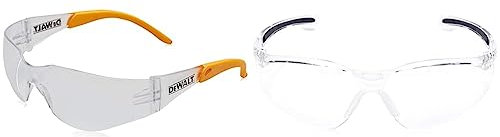 DEWALT DPG54-1D PROTECTOR Clear High Performance Lightweight Protective Safety Glasses With Wraparound Frame & Honeywell 1015370 A800 Sporty Safety Eyewear Frame with Clear Anti-Scratch Lens