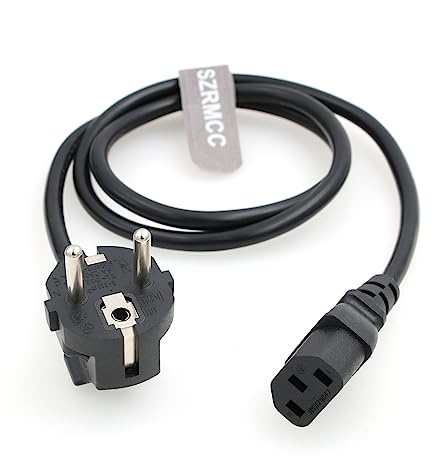 SZRMCC EU Europe Schuko Plug to C13 Power Cord IEC60320 C13 Standard to CEE7/7 2 Prong European AC Power Extension Cable for PC TV Monitor PDU UPS Services 10A 1m (Schuko CEE7/7 to c13)