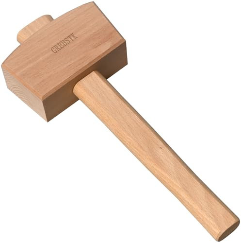 GREBSTK Wooden Mallet Manual Ice Hammer Mallet Beech Solid Carpenter Woodworking Tool 12IN