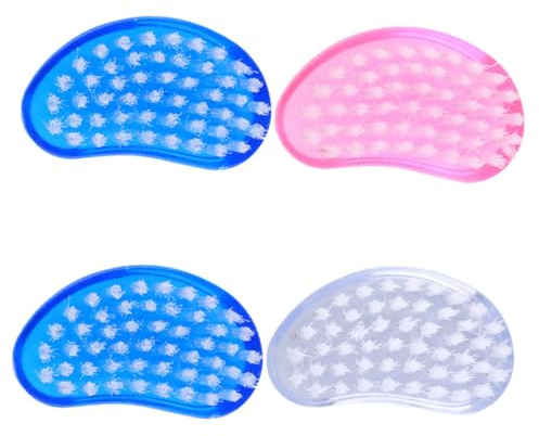 Beavorty 4 Stück Nagelkunst Zubehör mit Weicher Kunststoff Handbürste Leicht und Einfach zu Tragen für Maniküre Zuhause und Professionelle Nagelpflege Zufällige Farbe