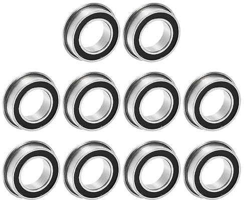 QUARKZMAN 10 Stück MF106-2RS Flanschkugellager 6x10x3mm Rillenkugellager Doppelsiegel Chrom Stahl Flansch Lager für DIY, Werkzeugmaschinen, 3D Drucker