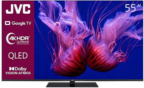 JVC Google TV 55 Zoll QLED Fernseher (4K UHD Smart TV, HDR Dolby Vision, Dolby Atmos, Triple-Tuner) LT-55VGQ8255