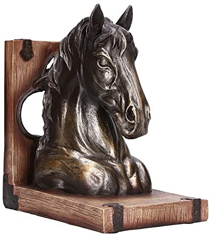 Gonetre Pferdekopf-Skulptur aus Kunstharz, Pferde-Buchstützen, Sammelfiguren Zuhause, Büro, Wohnzimmer (BS20900 Bronzepferd (einzeln))