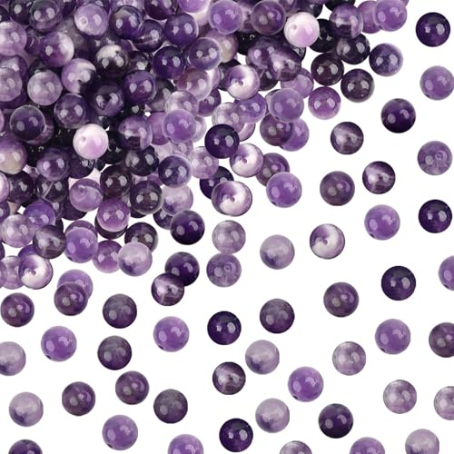 TOAOB 100 stycken 6 mm naturliga ädelstenspärlor ametistkristaller runda lösa pärlor med hål för smycken pyssel trädning gör-det-själv armband halsband smyckestillverkning