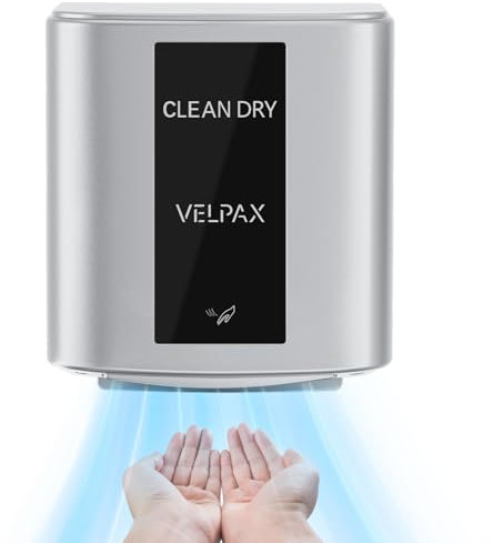 VELPAX Asciugamani Elettrico ad Aria 10 Secondi per Asciugare,1400W Asciugamani Automatici Commerciali ad Alta velocità,Adatto per bagni, Toilette, ristoranti, ECC