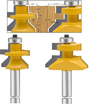 QQXUAN Bodenbelag-Fräser-Set mit 2 Nut- und Feder-Bits für Bodenbeläge, 1/2-Zoll-Schaft (2 Stück)