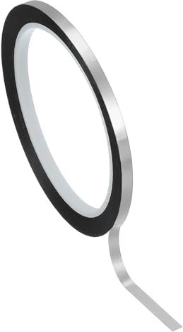 PATIKIL Cinta Película Poliéster Metalizada 5mm x 50 Metros, Cinta Decorativa Metálica Plateado Mate Cinta Adhesiva Espejo Para Detalles Pared Acento Artes Gráficas Molduras Barco Paredes