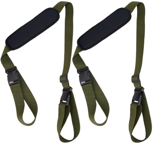 GORGECRAFT 2 pz. Cinghia per Sedia da Spiaggia, Regolabile, Pieghevole, per Spiaggia, per Campeggio, Pesca, Zaino in Spalla, Picnic, Bicicletta Pieghevole, Bici Senza Pedali, Verde Oliva Scuro