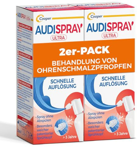 AUDISPRAY Ultra x 2 - Behandlung von Ohrenschmalzpfropfen - Schnelle Auflösung von Ohrenschmalzpfropfen - Ohr - Spray 20 ml x 2