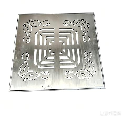 EudoER 304 Stainless Steel Square Drain Cover, 10/15/20/25/30cm Outdoor Drain Grate with Base, Anti‑Clog Heavy Duty Drainage Cover for Yard Garden Garage Patio Driveway (30cmx30cm(11 3/4x11 3/4))