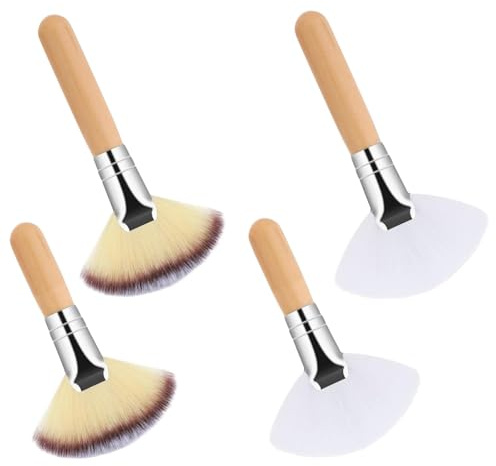 Set di pennelli da 4 pezzi, morbido Bristle Makeup Brushes, Wooden Handle Powder Applicator for Blush, Highlighter, Contour, Lightweight Cosmetic Tool for Women and Girls