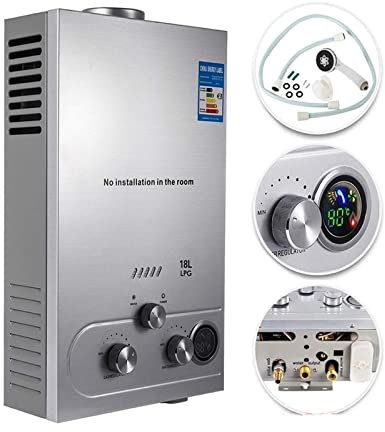 Water Heater for Bath Water Heater Instant Liquefied Petroleum Gas Water Heater Stainless Steel Boiler Kit Portable Hospitals, Schools and Care Homes(18L)