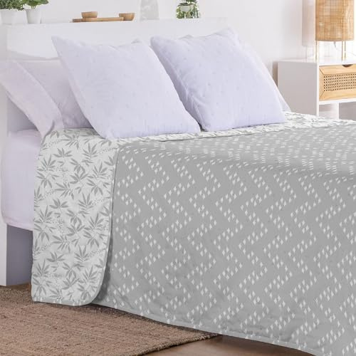 Donegal Collections Colcha Bouti Cama 150 - Colcha Cama 150/160 Estampada Reversible Min - Colchas Verano - Primavera Acolchado Fino, Modernas - Cubre Cama Multiusos - Microfibra Extrasuave