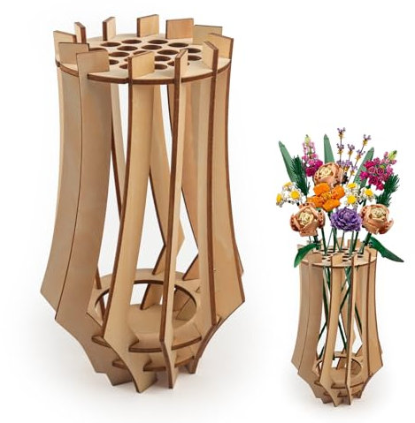JarróN Puzzle De Madera, Florero De Madera para Ramo, Jarrón De Madera 3D, Soporte De Madera para Rosas De Lego, Flores De Cerezo, Girasoles, Tulipanes, Narcisos, Loto (A)