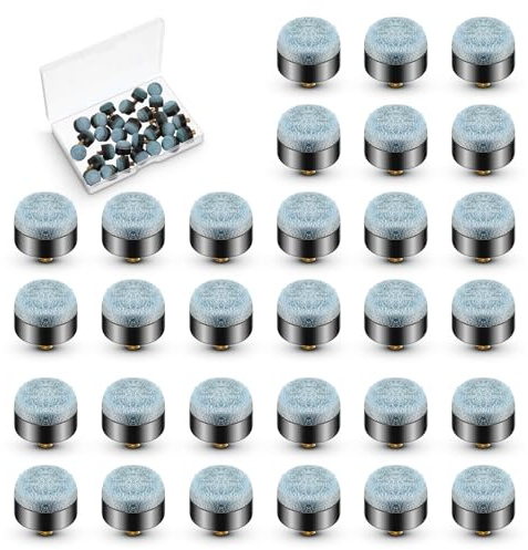 30 Stück Billard Queue Spitzen Ersatz Schraub 12-13 mm Billard Queue Zubehör Set Tipps Ersatz-Schraubspitzen Billardqueues Spitze für Billardstöcke Snooker Pool Queues