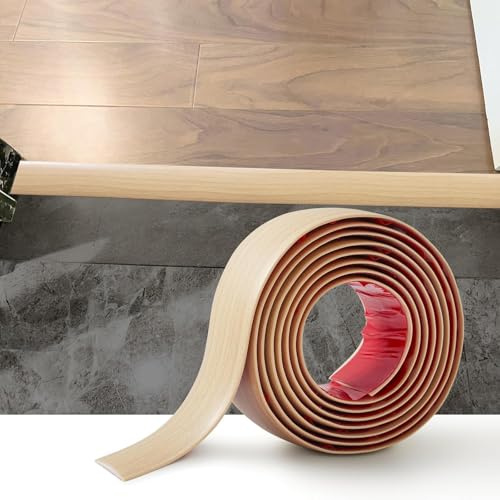 2 m Schwellenleiste, selbstklebend, PVC, Übergangsleiste, für Zwischenräume zwischen Fliesen, Holzböden, 7,6 cm, Eichenmaserung, Beige