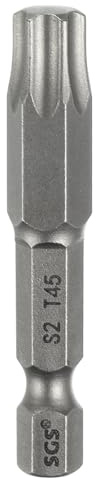 QUARKZMAN T45 Punte Cacciaviti Torx 2 (50mm) L Set Precisione | Gambo Esagonale 1/4, Magnetiche, Senza Foro, Antimanomissione, a Stella a 6 Punte, in Acciaio S2, per Uso Industriale