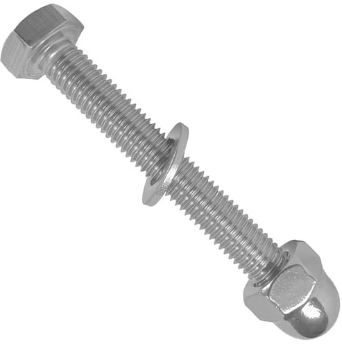 10 Stück Sechskantschrauben M6x16 mit Flache Unterlegscheiben und Sechskant Hutmuttern hohe Form Edelstahl A2 WIBTEC®