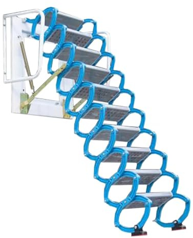 Wall-Mounted Telescopic Loft Ladder - Alloy Attic Stairs, Pull Down Folding Ladder for Home, Anti-Slip Design, Space-Saving Hidden Staircase for Easy Access