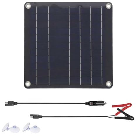 Caricabatterie solare per auto, 10 W, 12 V, kit con pannello solare, caricatore per batteria per auto, compatibile con auto, barca, tosaerba, camper, rimorchio, trattore, ATV, batteria per veicoli