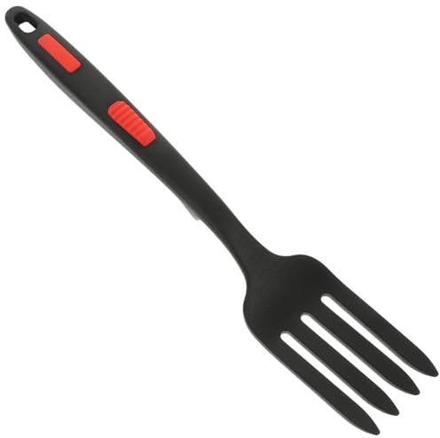DECORNIJIA Fourchette Silicone Multifonction pour Cuisine Fourchette à Dîner Ergonomique Anti-glisse Accessoire Maison Pratique Noir Profond Résistance Chaleur Légère et Confortable