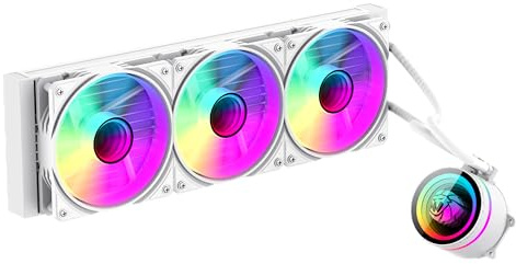 GAMEMAX ICEBURG 360 Infinity WH AIO CPU Wasserkühlung 360mm, 3x 120mm ARGB PWM Lüfter, 300W TDP, Rotierender ARGB Block,Intel LGA1851/1700 & AMD AM5/AM4, Weiß