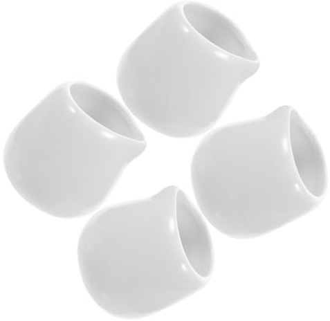 SAFIGLE 4 pezzi Mini Lattiere in Ceramica Bianca Senza Manico Brocche Piccole per Salsa con Beccuccio Antigoccia per Ristoranti e Feste