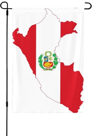 Bandera de Perú con mapa de otoño y jardín de doble cara, decoración de temporada duradera para decoración de porche delantero