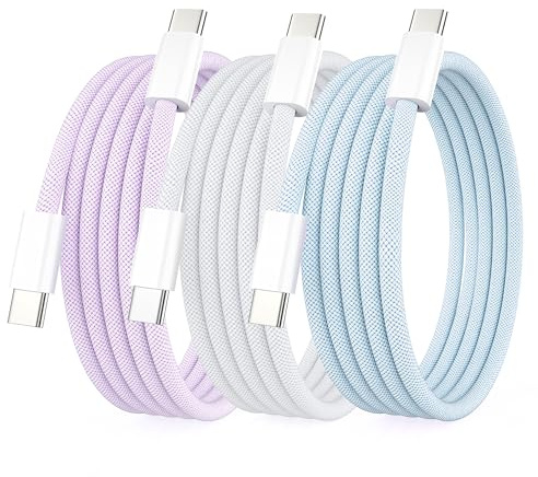 3Pack 1.8M USB C to USB C Charging Cable Apple 60W 5A usb c fast charger | for iPhone 17/17 Pro/17 Pro Max/Air/16/16e/15/15Pro/15Pro Max/MacBook Air 13 inch/MacBook Pro/ipad/Samsung