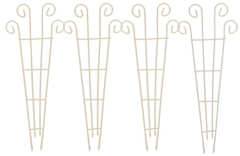 Homoyoyo Lot de 4 Supports Métalliques Mini Treillis pour Plantes Grimpantes, Décoration Jardin et Intérieur, Treillis DIY Beige Clair, Piquets pour Plantes en Pot, Support Stable