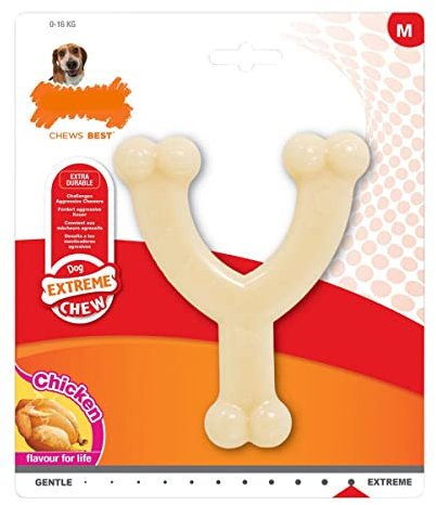(3 Pack) Nylabone Dura Chew Original Flavored Wishbone Dog Chew - Size Wolf/Medium